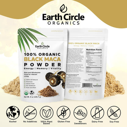 Earth Circle Organics Maca Pulver, Schwarz, 227 g (8 Unzen)