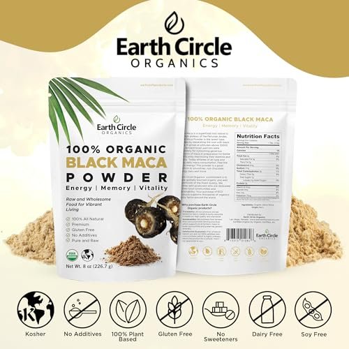 Earth Circle Organics Maca Pulver, Schwarz, 227 g (8 Unzen)