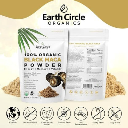 Earth Circle Organics Maca Pulver, Schwarz, 227 g (8 Unzen)