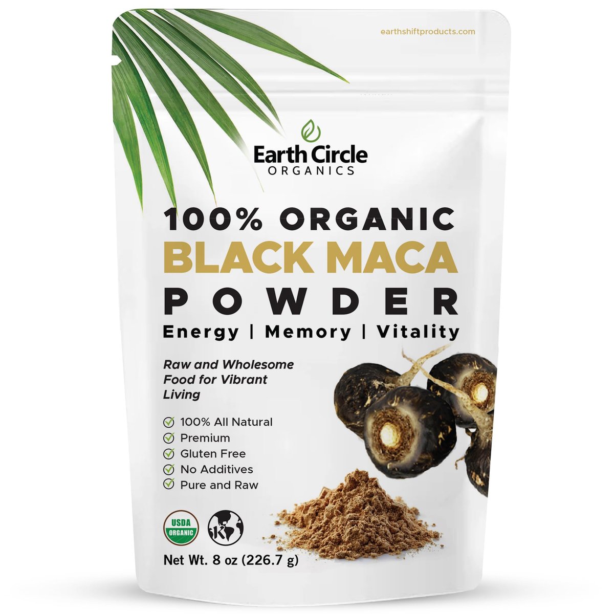 Earth Circle Organics Maca Pulver, Schwarz, 227 g (8 Unzen)