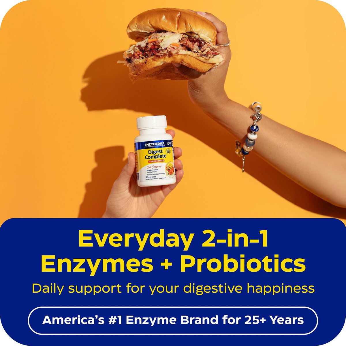 Enzymedica Digest Complete + Probiotika – Verdauungsenzyme für Frauen & Männer, Kapseln für Verdauung, Darmgesundheit, gegen Blähungen & Völlegefühl, Vegetarisch – 30 Kapseln