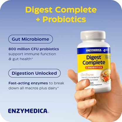 Enzymedica Digest Complete + Probiotika – Verdauungsenzyme für Frauen & Männer, Kapseln für Verdauung, Darmgesundheit, gegen Blähungen & Völlegefühl, Vegetarisch – 30 Kapseln