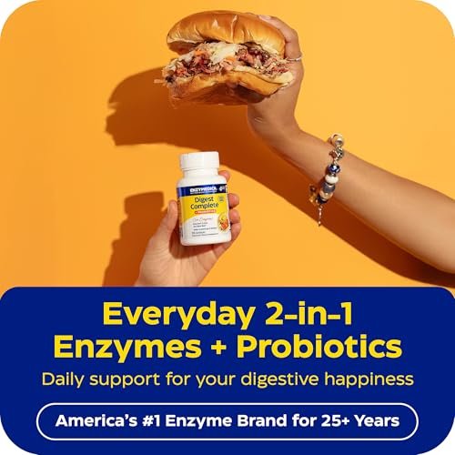 Enzymedica Digest Complete + Probiotika – Verdauungsenzyme für Frauen & Männer, Kapseln für Verdauung, Darmgesundheit, gegen Blähungen & Völlegefühl, Vegetarisch – 30 Kapseln