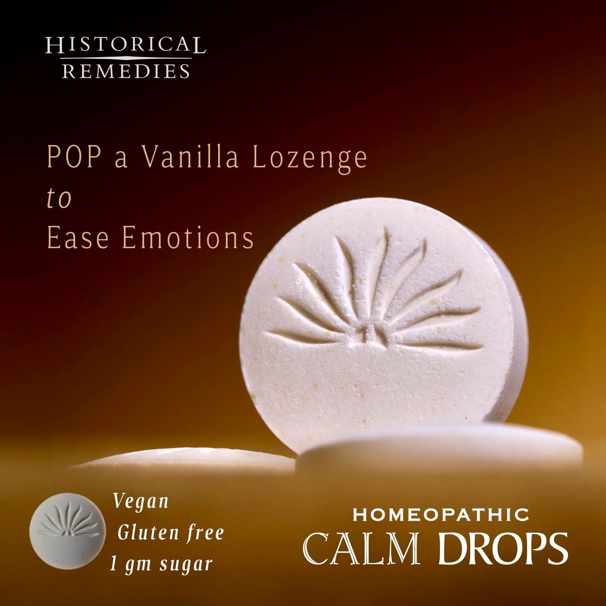 Historical Remedies Calm Drops Homöopathische Lutschtabletten (1 Pack) | Natürliche Unterstützung bei emotionalem Stress, vegan & glutenfrei, Bio-Vanillegeschmack zur Förderung von Entspannung und innerer Ruhe