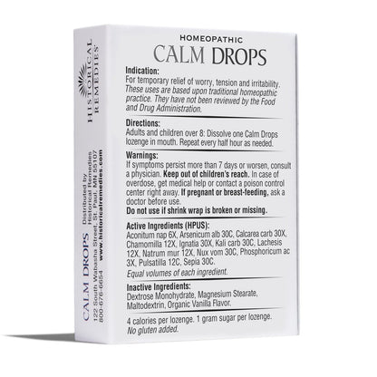Historical Remedies Calm Drops Homöopathische Lutschtabletten (1 Pack) | Natürliche Unterstützung bei emotionalem Stress, vegan & glutenfrei, Bio-Vanillegeschmack zur Förderung von Entspannung und innerer Ruhe