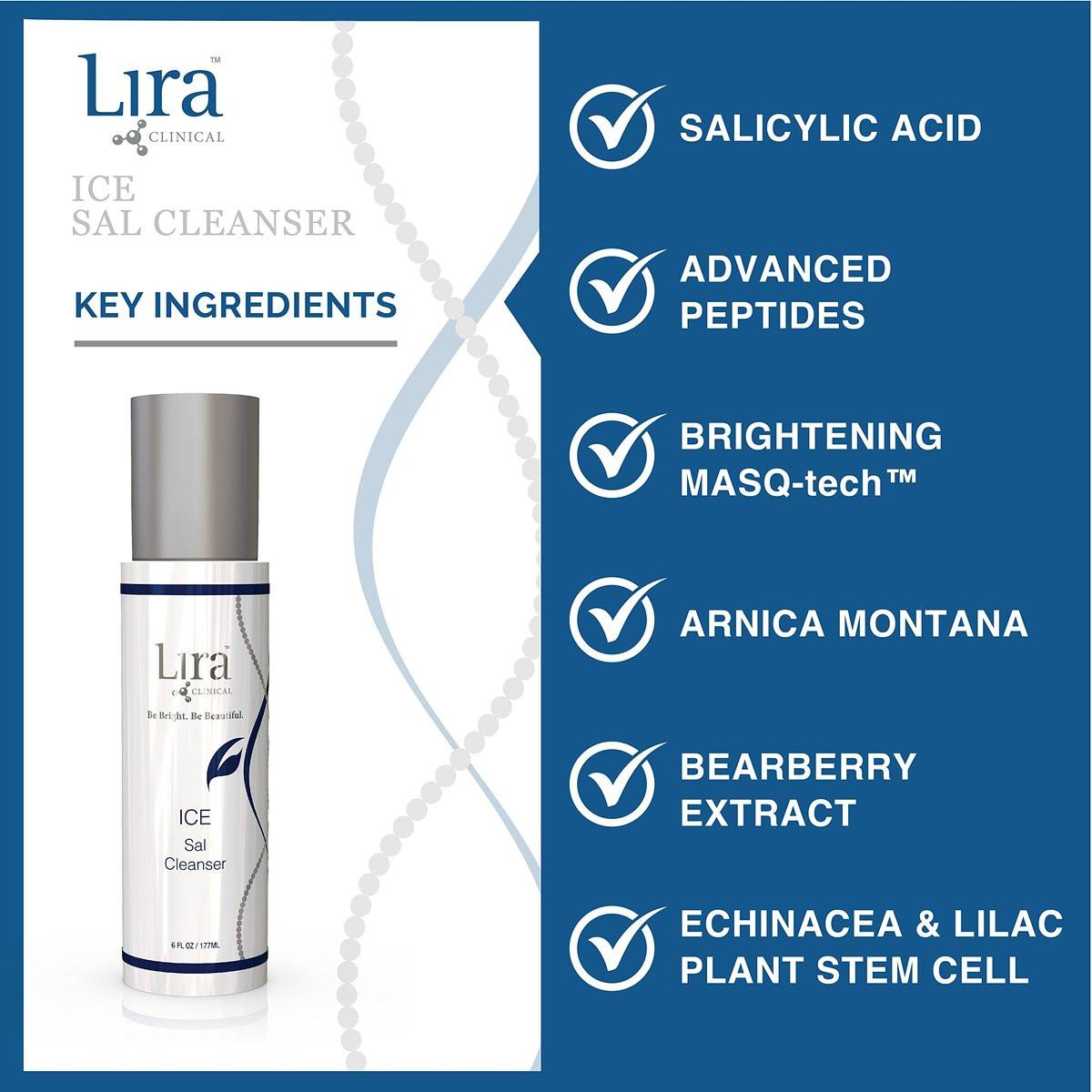 Lira Clinical ICE Sal Cleanser – Salicylsäure-Gesichtsreinigung mit Pflanzenstammzellen, Echinacea und Peptiden – Kühlendes, peelendes Gesichtswasser – Sanfte, klärende tägliche Gesichtsreinigung für unterwegs – 177 ml