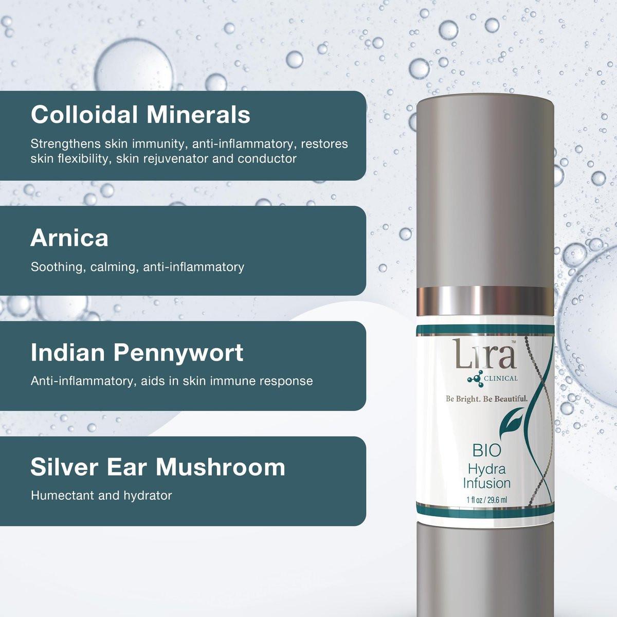 Lira Clinical BIO Hydra Infusion – Feuchtigkeitsspendendes Gesichtsserum mit Hyaluronsäure, Pflanzenstammzellen und Mineralien – Leichtes Gesichtsserum für glatte, erfrischte Haut – Reisegröße tägliche Hautpflege – 30 ml