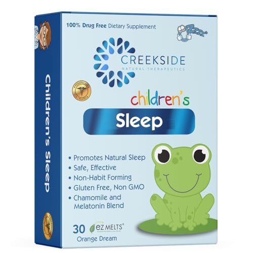 Creekside Naturals Kinderschlaf mit Melatonin und Kamille, Zuckerfrei, Vegan, Pädiatrisch formuliert, Orangen-Dream-Geschmack, 30 EZ Melt Tabletten