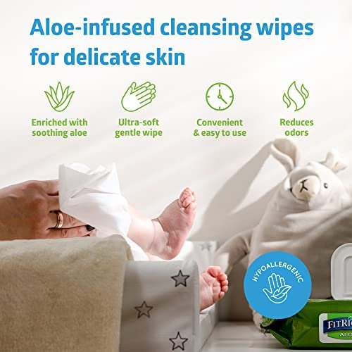 Medline FitRight Aloe Personal Wipes, 8 x 10 Zoll, beduftet, weiche Packung mit Klappdeckel, 100 Stück