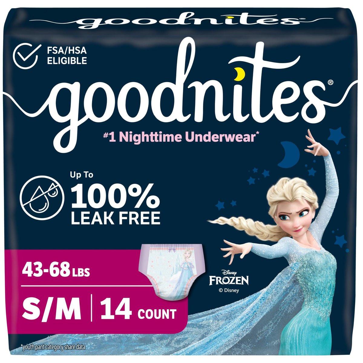 Goodnites Bettnässer-Unterhose für Mädchen, Größe S/M (19-31 kg), 14 Stück