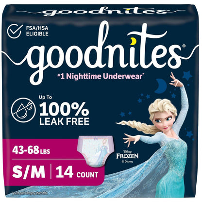 Goodnites Bettnässer-Unterhose für Mädchen, Größe S/M (19-31 kg), 14 Stück