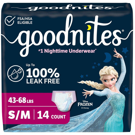Goodnites Bettnässer-Unterhose für Mädchen, Größe S/M (19-31 kg), 14 Stück