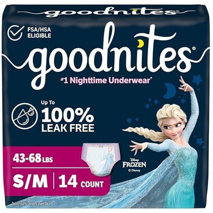 Goodnites Bettnässer-Unterhose für Mädchen, Größe S/M (19-31 kg), 14 Stück