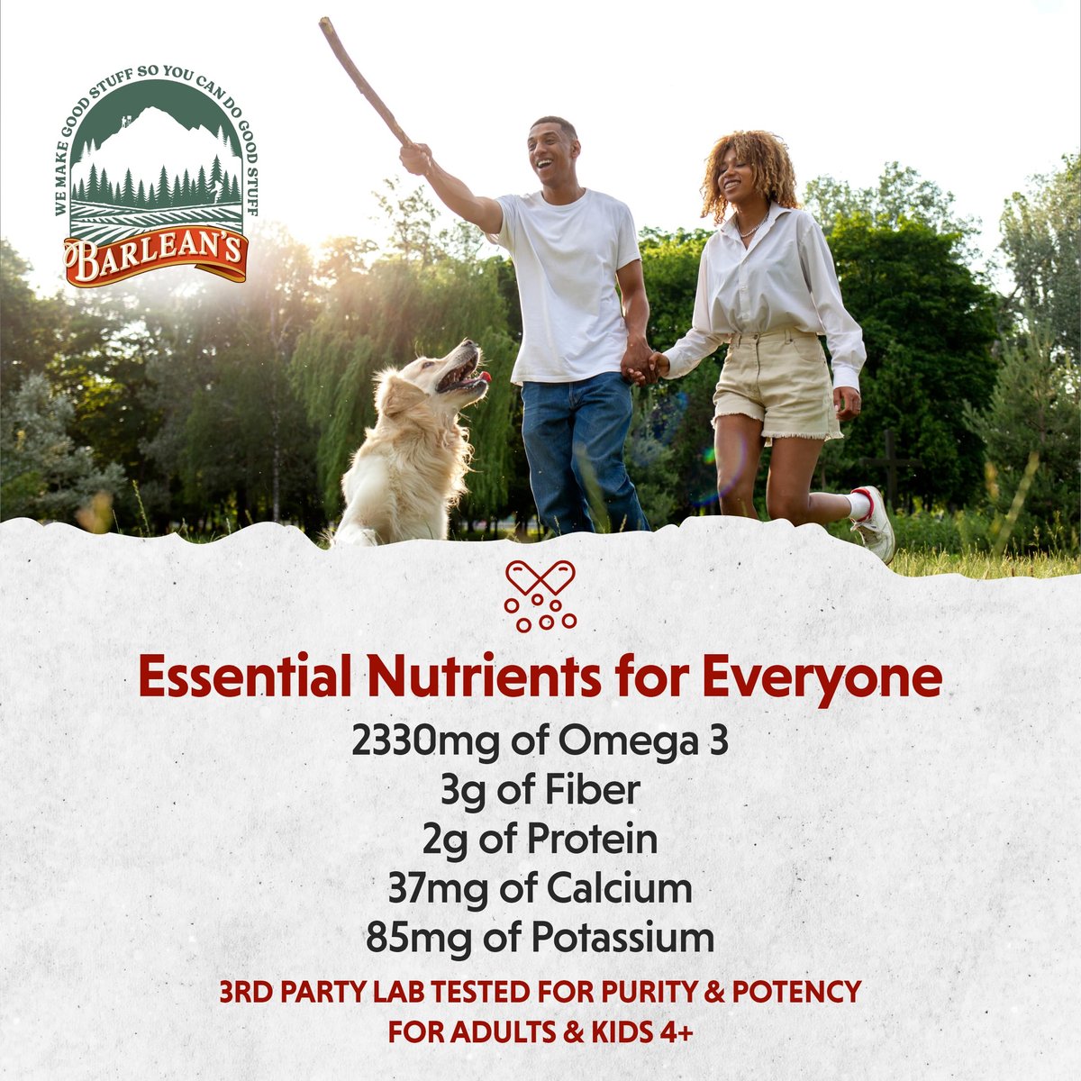 Barlean's Bio Leinsamen-Chia-Kokosnuss-Samenmischung mit 2.330 mg Omega-3-Fettsäuren, Ballaststoffergänzung mit ganzen Chiasamen und gemahlenem Leinsamen, 340 g