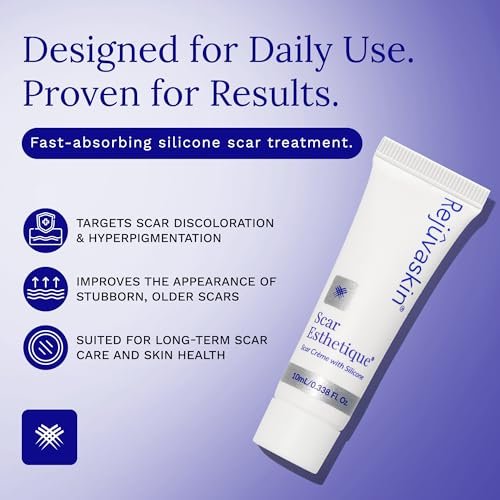 Rejuvaskin Scar Esthetique Narbencreme mit Silikon – Reduziert das Erscheinungsbild von Operationsnarben, Verbrennungen, Dehnungsstreifen, Keloiden & Aknenarben, 10 ml