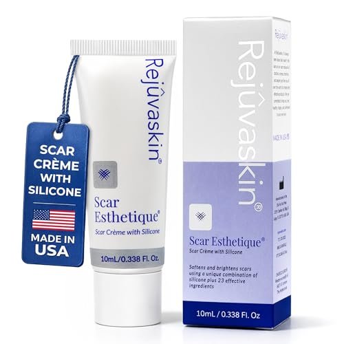 Rejuvaskin Scar Esthetique Narbencreme mit Silikon – Reduziert das Erscheinungsbild von Operationsnarben, Verbrennungen, Dehnungsstreifen, Keloiden & Aknenarben, 10 ml