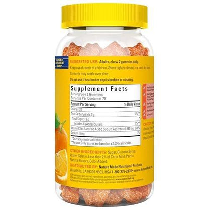 Nature Made Vitamin C 250 mg Gummis für Erwachsene – Immununterstützung – 150 Gummis, 75 Tage Vorrat