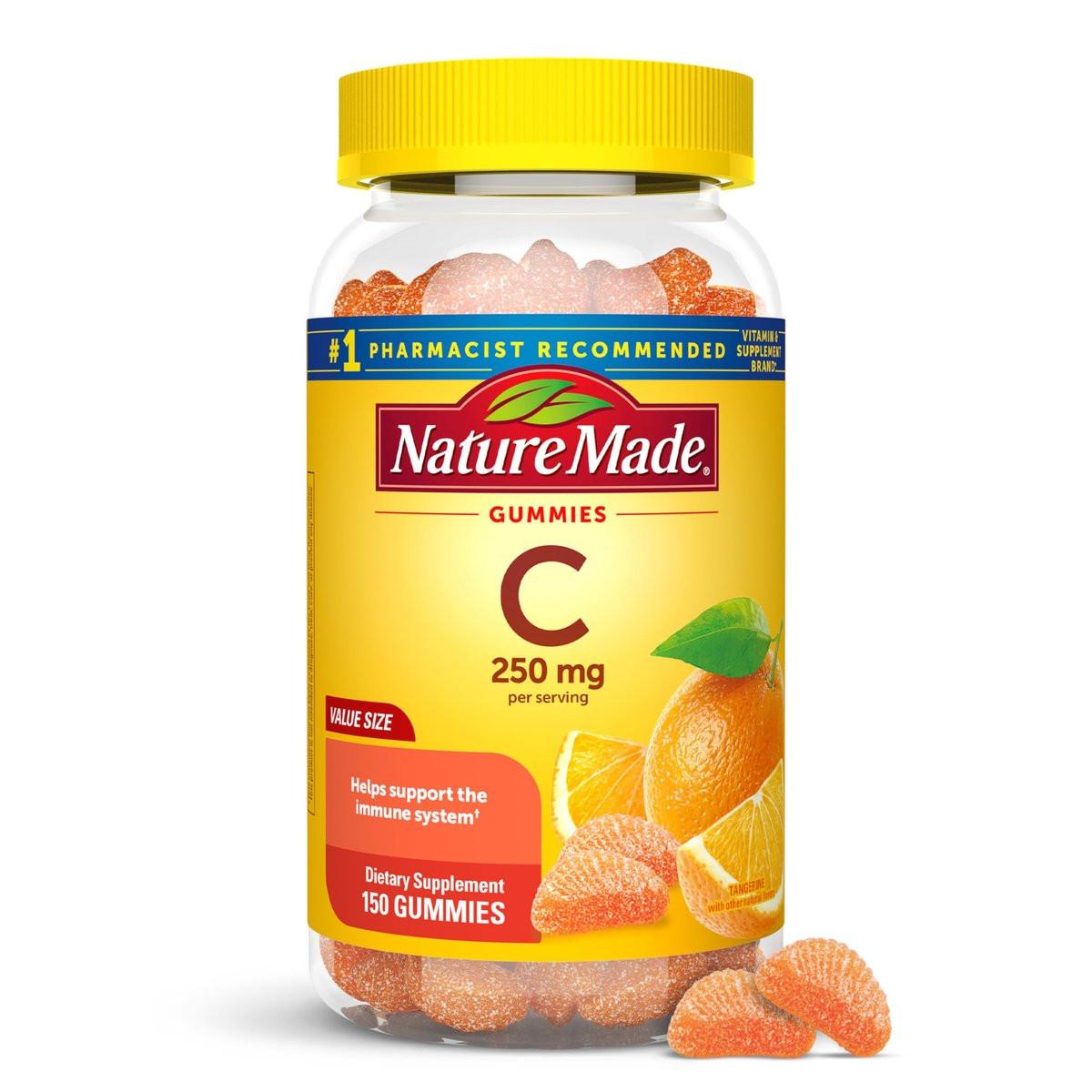 Nature Made Vitamin C 250 mg Gummis für Erwachsene – Immununterstützung – 150 Gummis, 75 Tage Vorrat