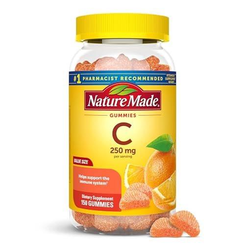 Nature Made Vitamin C 250 mg Gummis für Erwachsene – Immununterstützung – 150 Gummis, 75 Tage Vorrat