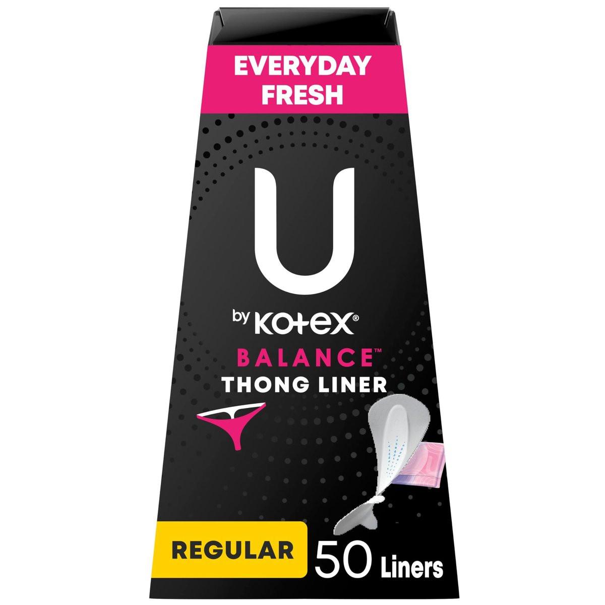 U by Kotex Balance Slipeinlagen für Tangas, einzeln verpackt, leichte Saugfähigkeit, normale Länge, 50 Stück