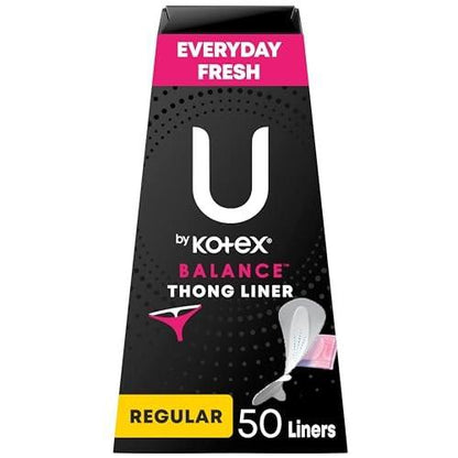 U by Kotex Balance Slipeinlagen für Tangas, einzeln verpackt, leichte Saugfähigkeit, normale Länge, 50 Stück
