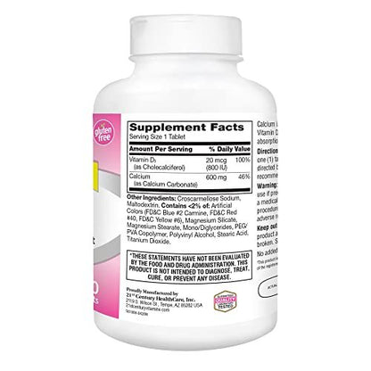 21st Century Calcium Plus D Supplement Tabletten, 600 mg, 400 Stück