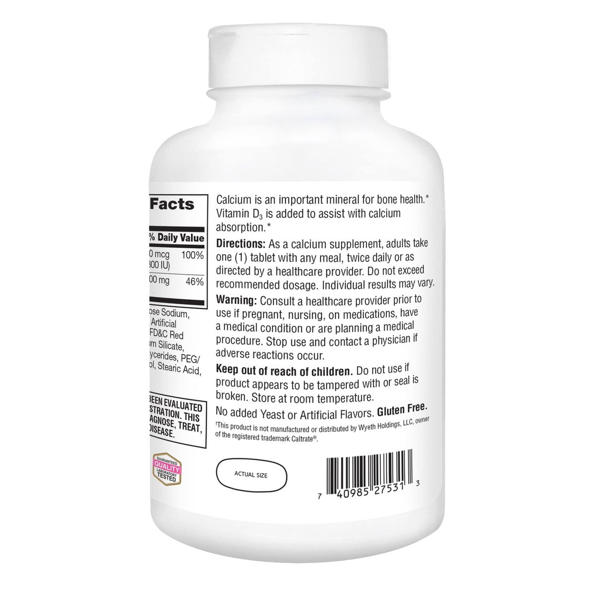 21st Century Calcium Plus D Supplement Tabletten, 600 mg, 400 Stück