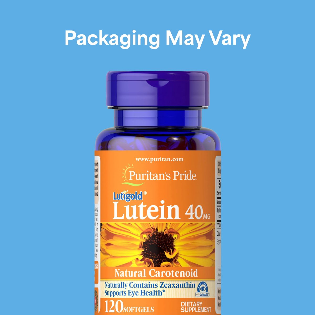 Puritan's Pride Premium Lutigold™ Lutein Carotinoid 40 mg mit Zeaxanthin – Nahrungsergänzungsmittel für die Augengesundheit, 120 Kapseln, 8 Monate Vorrat
