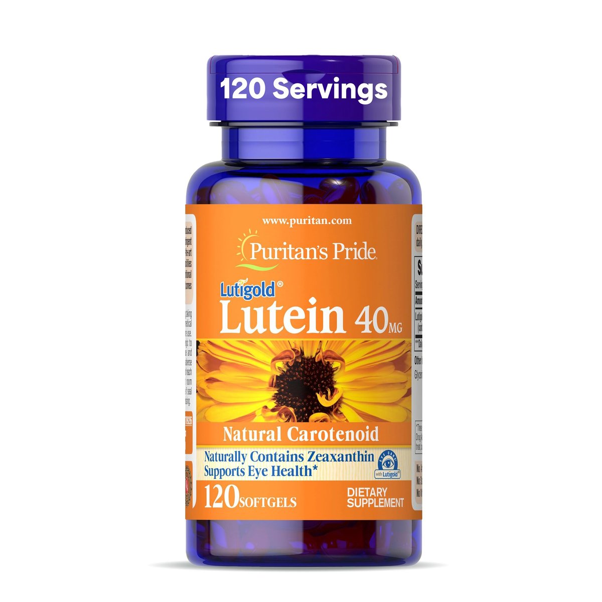Puritan's Pride Premium Lutigold™ Lutein Carotinoid 40 mg mit Zeaxanthin – Nahrungsergänzungsmittel für die Augengesundheit, 120 Kapseln, 8 Monate Vorrat