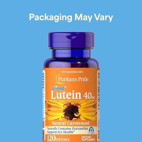 Puritan's Pride Premium Lutigold™ Lutein Carotinoid 40 mg mit Zeaxanthin – Nahrungsergänzungsmittel für die Augengesundheit, 120 Kapseln, 8 Monate Vorrat