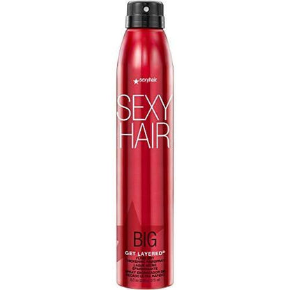 SexyHair Big Get Layered Flash Dry Thickening Hairspray 8 Oz – Aufbaubare Textur, Volumen und Glanz – Bis zu 72 Stunden Feuchtigkeitsresistenz