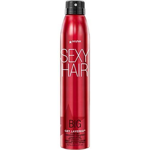 SexyHair Big Get Layered Flash Dry Thickening Hairspray 8 Oz – Aufbaubare Textur, Volumen und Glanz – Bis zu 72 Stunden Feuchtigkeitsresistenz