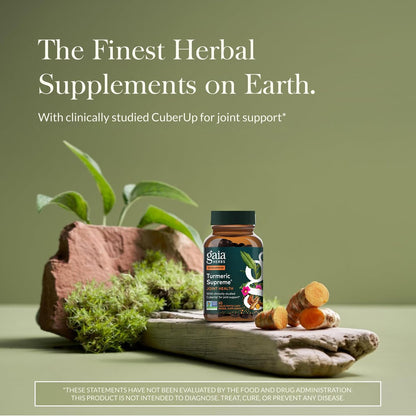 Gaia Herbs Kurkuma Supreme Gelenkunterstützung - Nahrungsergänzungsmittel mit Gurke, Quercetin, schwarzem Pfeffer, Ingwerwurzel, Curcuminoiden & mehr - 60 Liquid Phyto-Caps (30 Portionen)
