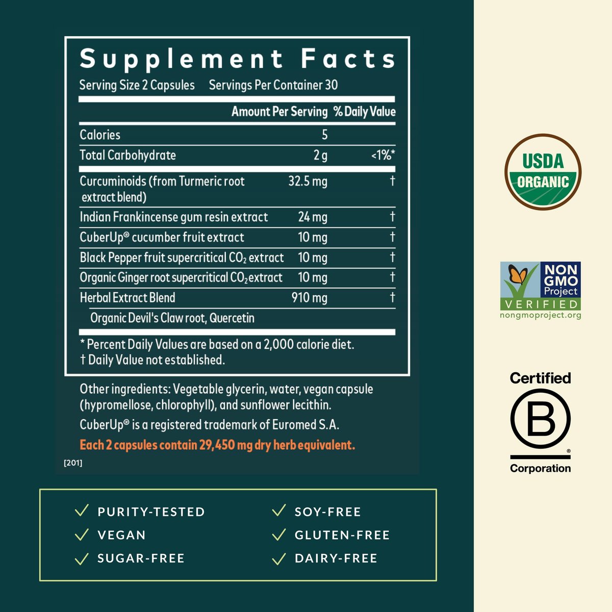 Gaia Herbs Kurkuma Supreme Gelenkunterstützung - Nahrungsergänzungsmittel mit Gurke, Quercetin, schwarzem Pfeffer, Ingwerwurzel, Curcuminoiden & mehr - 60 Liquid Phyto-Caps (30 Portionen)