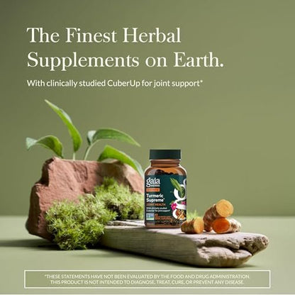 Gaia Herbs Kurkuma Supreme Gelenkunterstützung - Nahrungsergänzungsmittel mit Gurke, Quercetin, schwarzem Pfeffer, Ingwerwurzel, Curcuminoiden & mehr - 60 Liquid Phyto-Caps (30 Portionen)