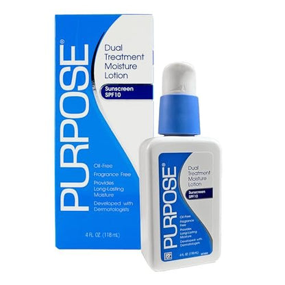 Purpose Dual Treatment Feuchtigkeitslotion mit SPF 10 – Ölfreie, parfümfreie tägliche Feuchtigkeitspflege für empfindliche Haut - 118 ml