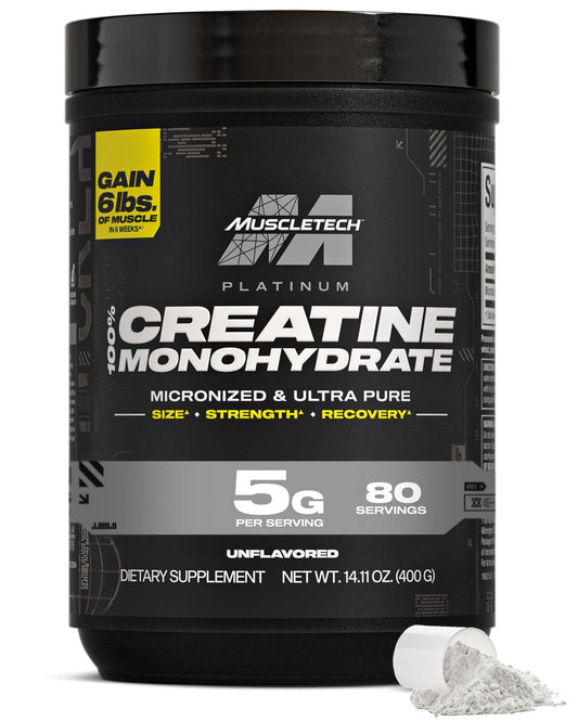 MuscleTech Kreatin Monohydrat Pulver, Platin Pure – Ungeschmacktes mikronisiertes Kreatin für Männer & Frauen – Nahrungsergänzungsmittel für Leistung, Muskelregeneration & Muskelaufbau (80 Portionen)