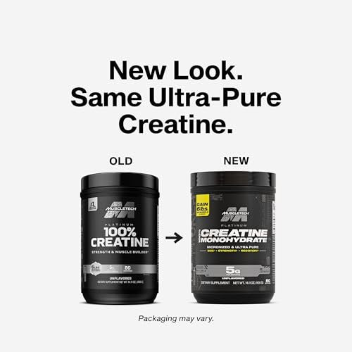 MuscleTech Kreatin Monohydrat Pulver, Platin Pure – Ungeschmacktes mikronisiertes Kreatin für Männer & Frauen – Nahrungsergänzungsmittel für Leistung, Muskelregeneration & Muskelaufbau (80 Portionen)