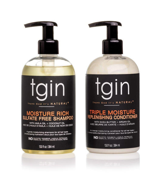 tgin Feuchtigkeitsshampoo & Conditioner Duo für lockiges, krauses und welliges Haar, sulfatfrei, spendet Feuchtigkeit und entwirrt trockenes Haar, 13 oz (Set)