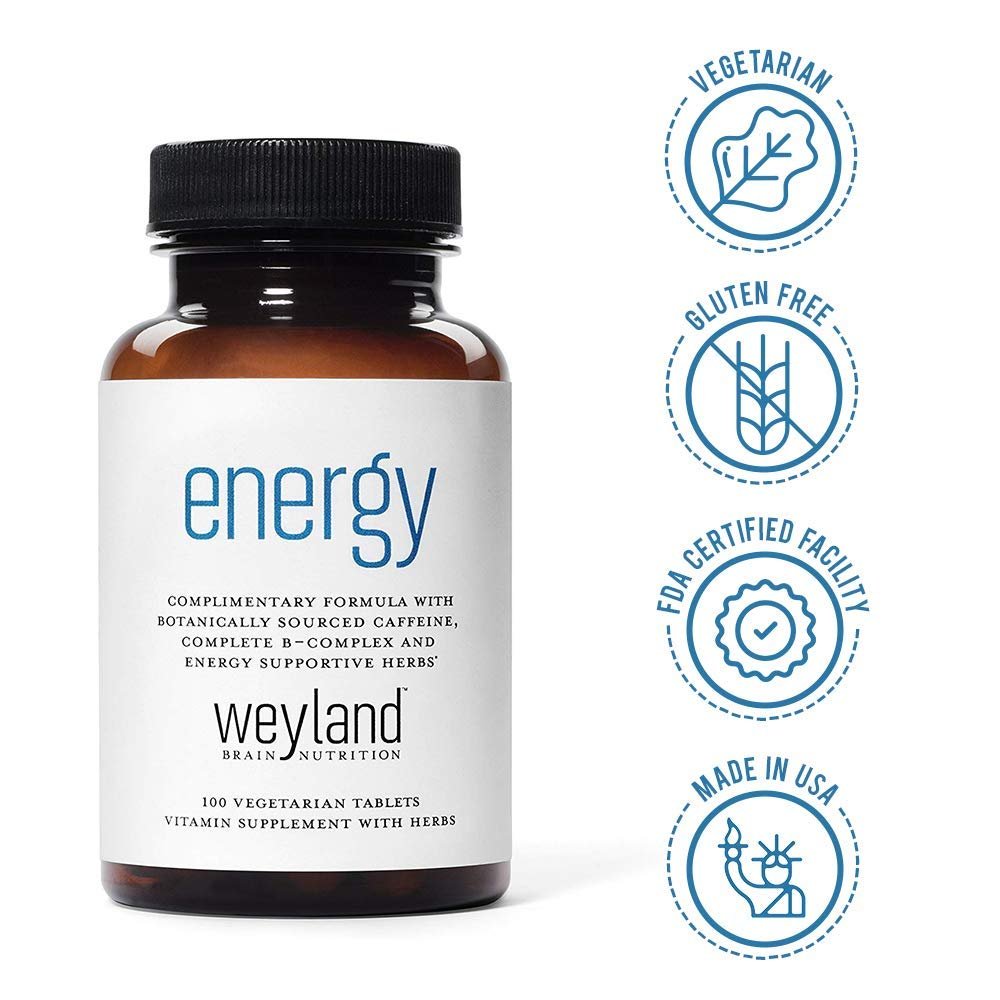 Weyland Brain Nutrition Energie | Pflanzlich gewonnenes Koffein | Kompletter B-Komplex & energieunterstützende Kräuter