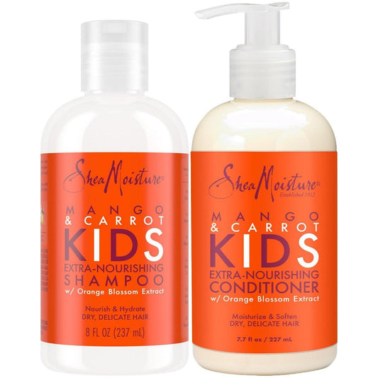 SheaMoisture Kids Mango & Carrot Shampoo & Conditioner Set mit Orangenblütenextrakt – Stärkende Haarpflege für Kinder, 2er-Pack (je 7,85 Fl Oz)