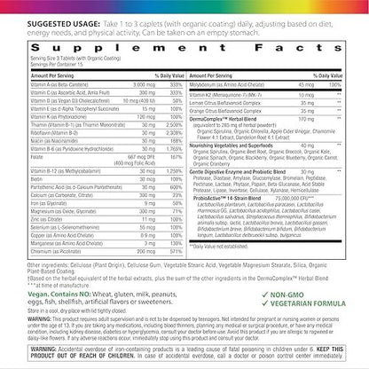 Rainbow Light Teen Multivitamin – 45 Kapseln für Jugendliche – mit DermaComplex, echten Lebensmitteln & Eisen – Probiotika & Enzyme – Unterstützung für Energie, Knochen & Immunsystem