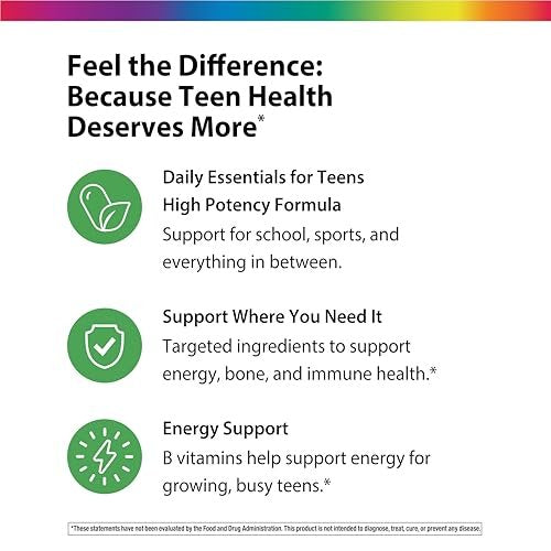Rainbow Light Teen Multivitamin – 45 Kapseln für Jugendliche – mit DermaComplex, echten Lebensmitteln & Eisen – Probiotika & Enzyme – Unterstützung für Energie, Knochen & Immunsystem