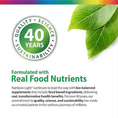 Rainbow Light Teen Multivitamin – 45 Kapseln für Jugendliche – mit DermaComplex, echten Lebensmitteln & Eisen – Probiotika & Enzyme – Unterstützung für Energie, Knochen & Immunsystem