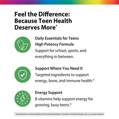 Rainbow Light Teen Multivitamin – 45 Kapseln für Jugendliche – mit DermaComplex, echten Lebensmitteln & Eisen – Probiotika & Enzyme – Unterstützung für Energie, Knochen & Immunsystem