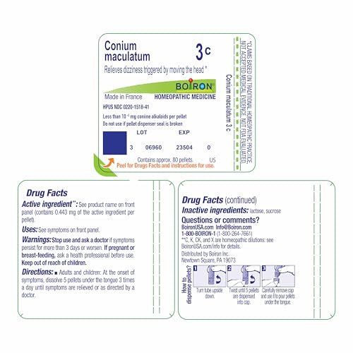 Boiron Conium Maculatum 3C – Homöopathisches Arzneimittel bei Schwindel bei Kopfbewegungen, 80 Kügelchen