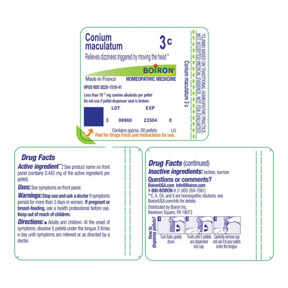 Boiron Conium Maculatum 3C – Homöopathisches Arzneimittel bei Schwindel bei Kopfbewegungen, 80 Kügelchen