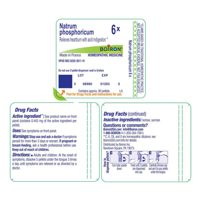 Boiron Natrum Phosphoricum 6X – 80 Kügelchen gegen Sodbrennen und saures Aufstoßen
