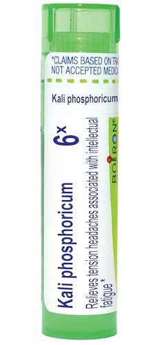 Boiron Kali Phosphoricum 6X – Homöopathisches Mittel bei Spannungskopfschmerzen durch geistige Erschöpfung, 80 Kügelchen