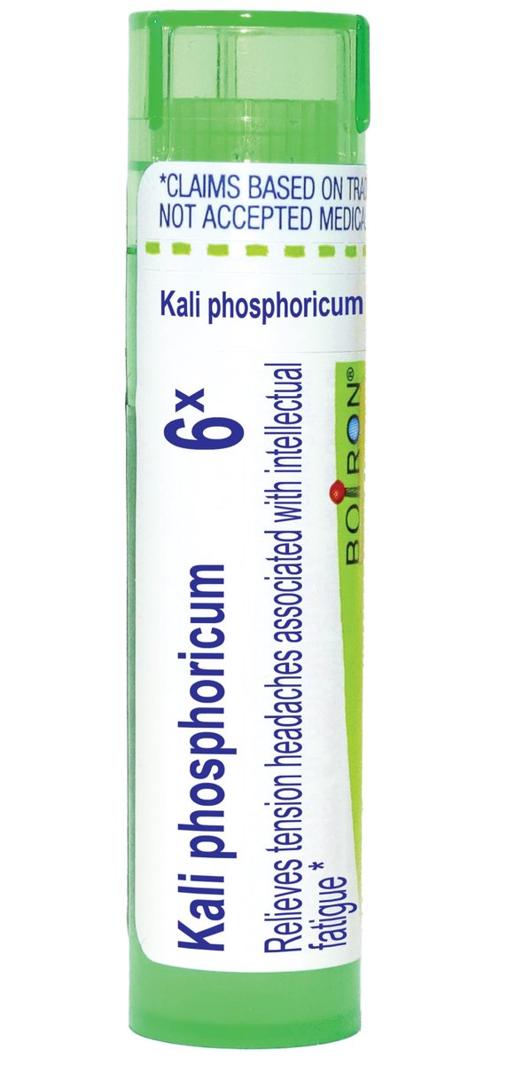 Boiron Kali Phosphoricum 6X – Homöopathisches Mittel bei Spannungskopfschmerzen durch geistige Erschöpfung, 80 Kügelchen